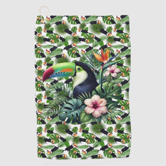 Tropical Toucan Birds. ゴルフタオル (正面)