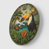Tropical Toucan Exotic Rainforest Coastal ラージ壁時計 (傾斜)