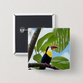 Tropical toucan in a tree 缶バッジ