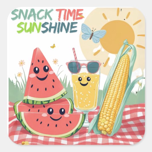 Tropical Treats – Summer Snack Sticker Set スクエアシール (正面)