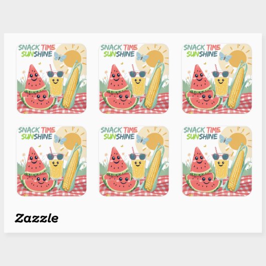Tropical Treats – Summer Snack Sticker Set スクエアシール (シート)