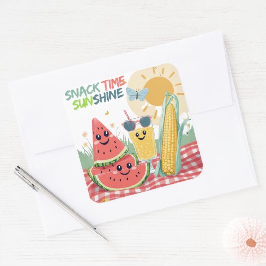 Tropical Treats – Summer Snack Sticker Set スクエアシール (封筒)