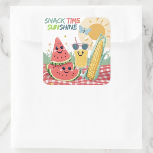 Tropical Treats – Summer Snack Sticker Set スクエアシール (バッグ)