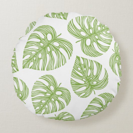 Tropical trendy seamless pattern with exotic palm  ラウンドクッション (正面)