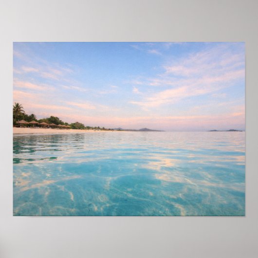 Tropical Turquoise Beach Poster - Pastel Sunset ポスター (正面)