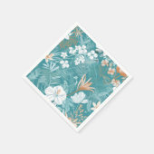 Tropical Turquoise & Terracotta Hibiscus Floral  スタンダードカクテルナプキン (角)