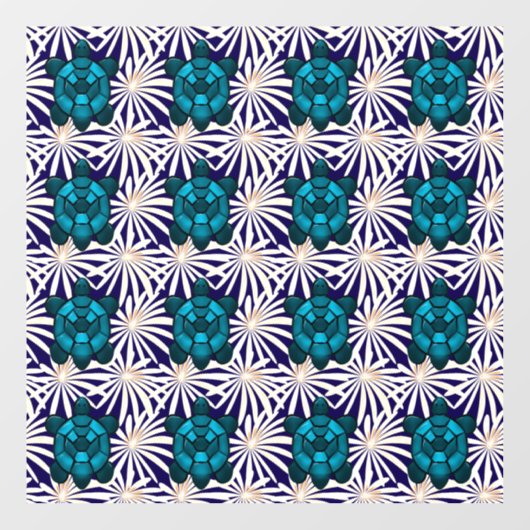Tropical Turtle Floral Pattern Seamless Sea Turtle ウィンドウサイン (シート)
