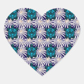 Tropical Turtle Floral Pattern Seamless Sea Turtle ハートシール (正面)