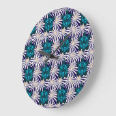 Tropical Turtle Floral Pattern Seamless Sea Turtle ラージ壁時計 (傾斜)