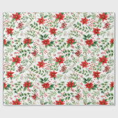 Tropical Vibe Christmas Poinsettia Pattern ラッピングペーパー (フラット)