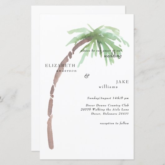 Tropical Vibes Foliage Budget Palm Tree Wedding (正面/裏面)