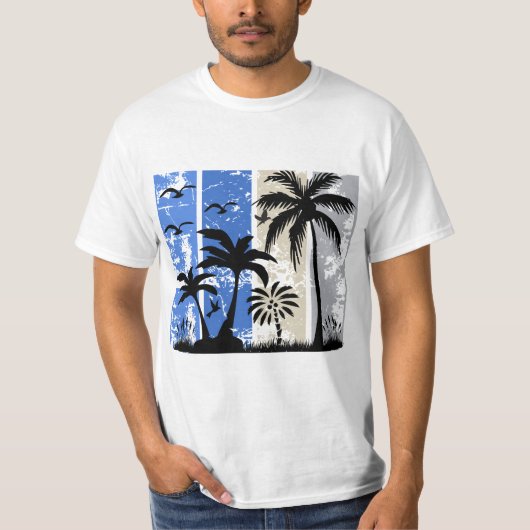 Tropical Vibes in Stripes” Tシャツ (正面)