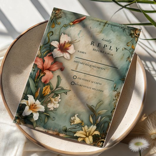 Tropical Vintage Garden Wedding 出欠カード