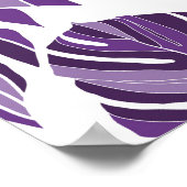 Tropical violet monstera leaves seamless pattern w ポスター (角)