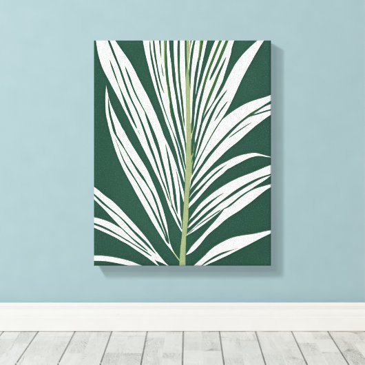 Tropical wall art - tropical leaf キャンバスプリント (インサイチュ (ウッドフロア))