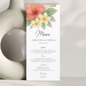 Tropical Watercolor Beach Wedding Menu メニュー