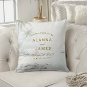 Tropical Watercolor Beach Wedding Photo Pillow クッション