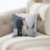 Tropical Watercolor Beach Wedding Photo Pillow クッション