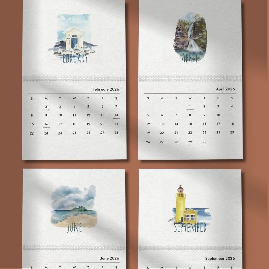 Tropical Watercolor Calendar 2026 カレンダー