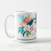 Tropical Watercolor Citrus & Blossom Design コーヒーマグカップ (左)
