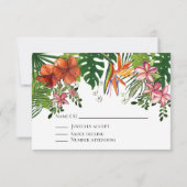 Tropical Watercolor Hawaiian Floral Wedding RSVP  (裏面)