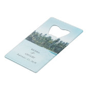 Tropical Watercolor Palms & Beach Wedding クレジットカード栓抜き (正面アングル)