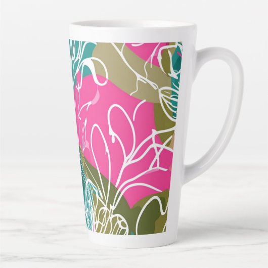 Tropical Watercolor Protea Flower Latte Mug – 17oz カフェラテマグ (右)