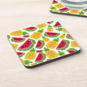 Tropical Watermelon and Pineapple Pixel Pattern コースター (左側)