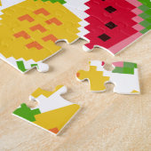 Tropical Watermelon and Pineapple Pixel Pattern ジグソーパズル (側面)