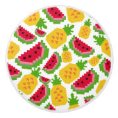 Tropical Watermelon and Pineapple Pixel Pattern セラミックノブ (正面)
