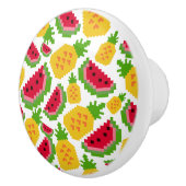 Tropical Watermelon and Pineapple Pixel Pattern セラミックノブ (右)