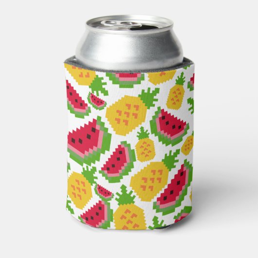 Tropical Watermelon and Pineapple Pixel Pattern 缶クーラー (缶裏面)