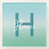 Tropical Waters Gradient Monogram Name  ガラスコースター (正面)