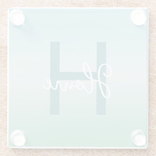 Tropical Waters Gradient Monogram Name  ガラスコースター (裏面)