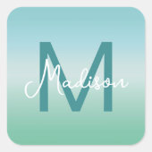 Tropical Waters Gradient Monogram Name  スクエアシール (正面)