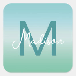 Tropical Waters Gradient Monogram Name  スクエアシール