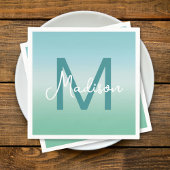 Tropical Waters Gradient Monogram Name  スタンダードカクテルナプキン
