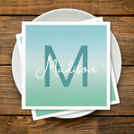 Tropical Waters Gradient Monogram Name  スタンダードカクテルナプキン