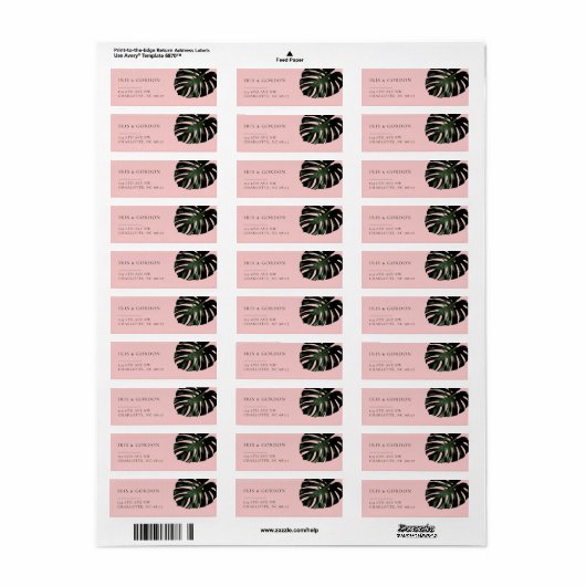 Tropical Wedding Couple Return Address Label ラベル (フルシート)