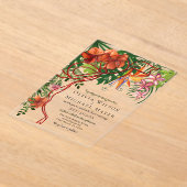 Tropical Wedding I Floral & Red Bow Acrylic アクリル招待状 (レイダウン)