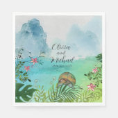 Tropical Wedding Napkin Charming Sea Turtle Decor スタンダードランチョンナプキン (正面)