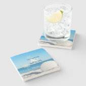 Tropical Wedding Ocean Beach ストーンコースター (横)