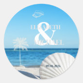 Tropical Wedding Ocean Beach ラウンドシール (正面)