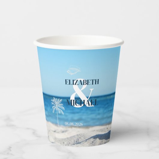 Tropical Wedding Ocean Beach 紙コップ (正面)