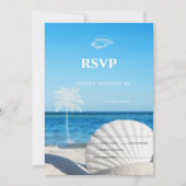 Tropical Wedding Ocean Beach RSVP   招待状 (正面)