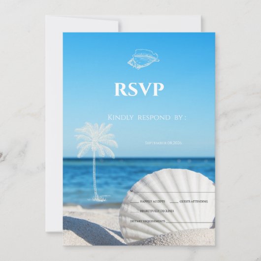 Tropical Wedding Ocean Beach RSVP   招待状 (正面)