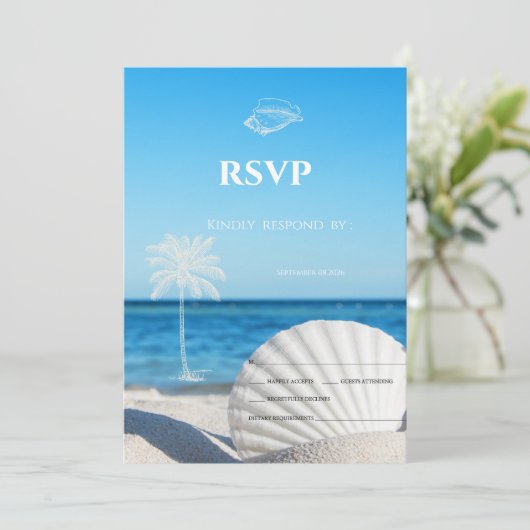 Tropical Wedding Ocean Beach RSVP   招待状 (スタンド正面)