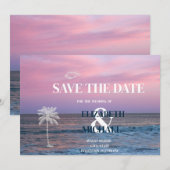 Tropical Wedding Sunrise Ocean Beach Save The Date セーブザデート (正面/裏面)