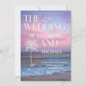 Tropical Wedding Sunrise Ocean Beach Wedding 招待状 (正面)