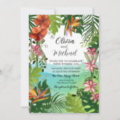 Tropical Wedding  Watercolor Unique Hand Painted 招待状 (正面)